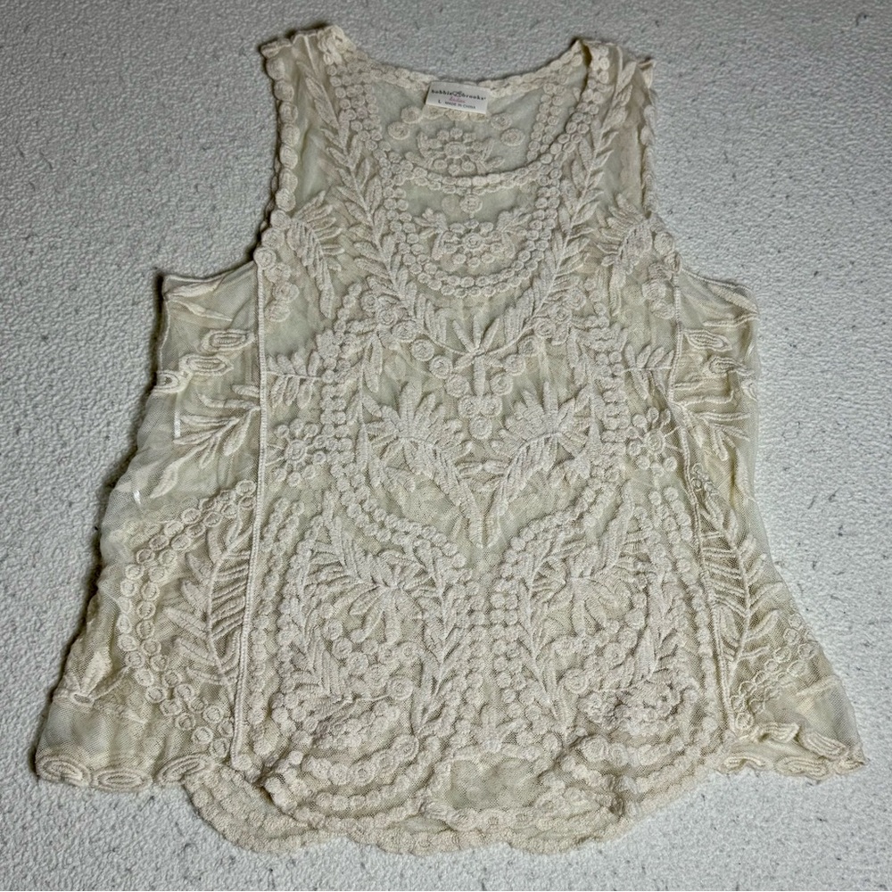 Bobbie Brooks Cream Lace Tank Top